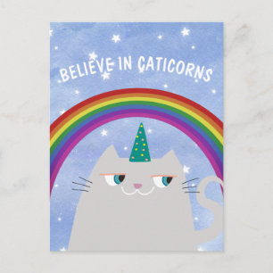 Believe in Caticorns Cute Cat Postcard