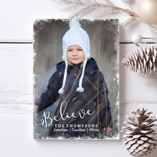 Believe in Christmas Rustic Snow Holiday Photo