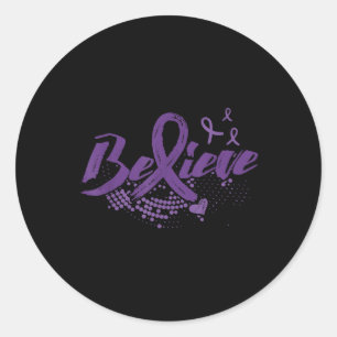 Believe In Cure For Cancer, Vulvar Cancer Awarenes Classic Round Sticker