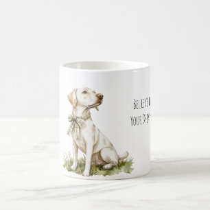Believe in Dreams Dog Green Stripes Bow Coffee Mug