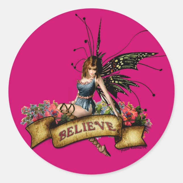 Believe in Fairies! Classic Round Sticker (Front)