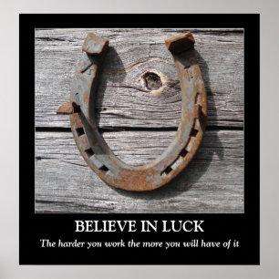 Believe in Luck Horseshoe Motivational Poster