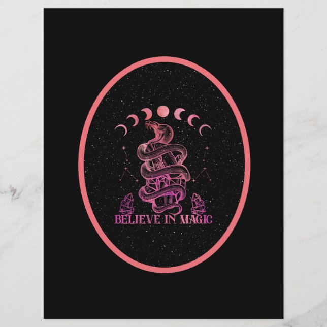 Believe In Magic Celestial Wiccan Scrapbook Paper (Front)