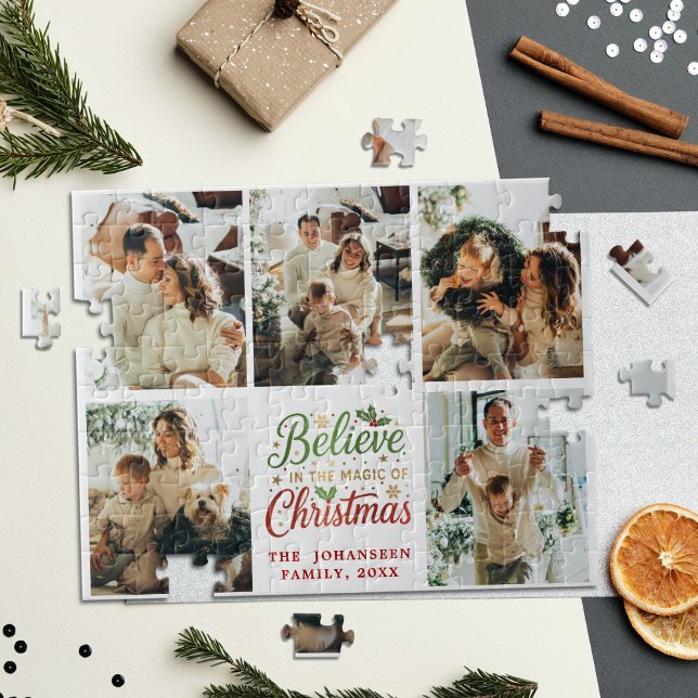 Believe in Magic of Christmas Family Photo Collage Jigsaw Puzzle (Creator Uploaded)
