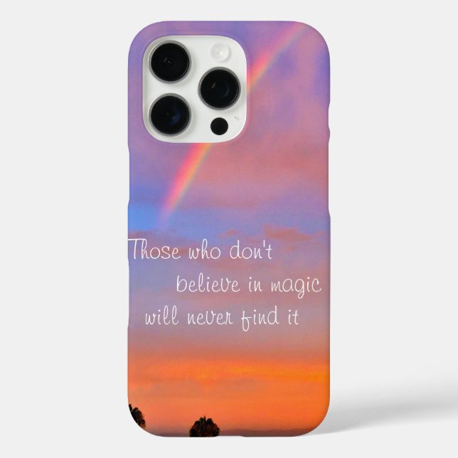 Believe in Magic Quote Script Rainbow Sunset Photo Case-Mate iPhone Case (Back)