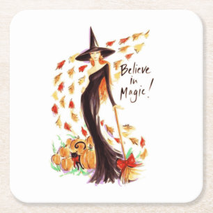 BELIEVE IN MAGIC SQUARE PAPER COASTER