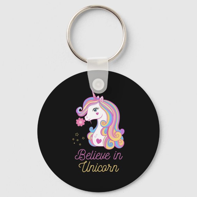 Believe In Magic Unicorn     Key Ring (Front)