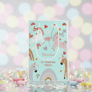 Believe in magic unicorn kids birthday medium gift bag