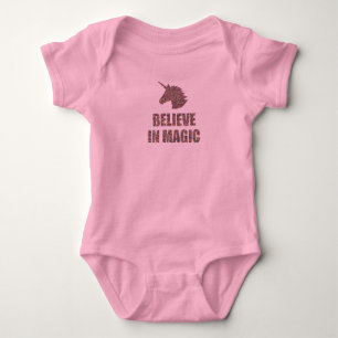 Believe in Magic Unicorn Sprinkles Print Baby Bodysuit