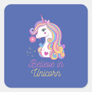 Believe In Magic Unicorn          Square Sticker