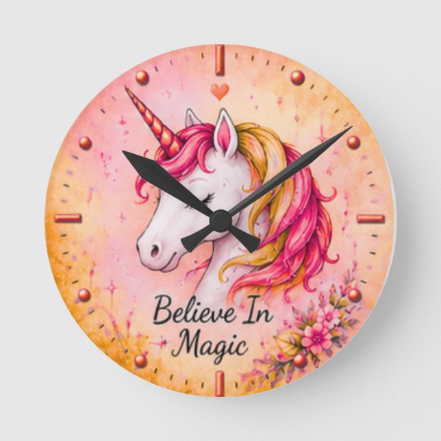 Believe In Magic Unicorn Wall Clock (Front)