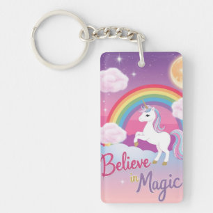 Believe in Magic with Unicorn and Rainbow Key Ring