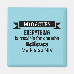 Believe in Miracles Bible Verse Light Blue Magnet