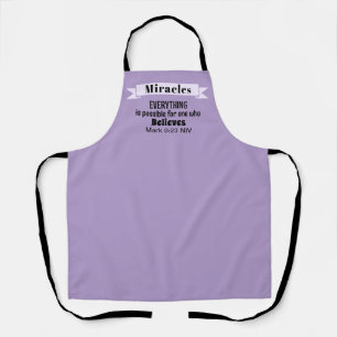 Believe in Miracles Bible Verse Purple Christian Apron
