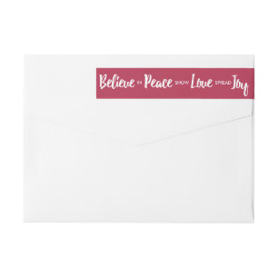 Believe in Peace Love Joy Christmas Holiday Custom Wrap Around Label