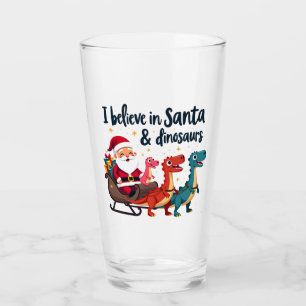 believe in Santa and dinosaurs (Santa riding dinos Glass