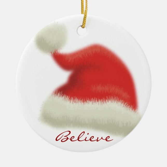 Believe in Santa Ceramic Ornament (Front)