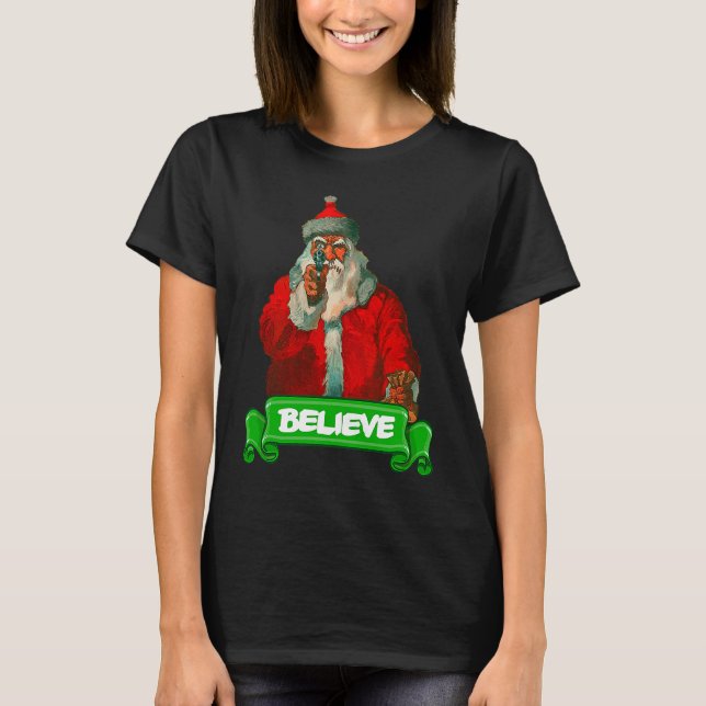 Believe In Santa Christmas T-Shirt (Front)