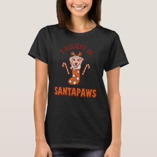 Believe In Santapaws Dog Reindeer Stocking Stuffer T-Shirt