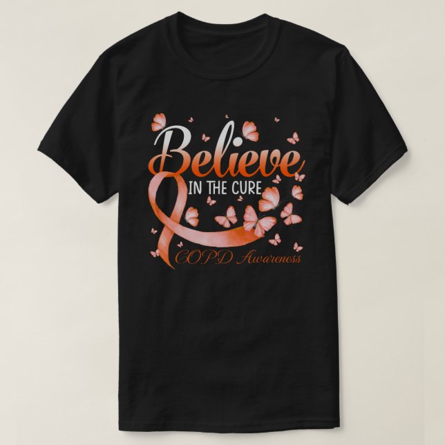 Believe In The Cure COPD Awareness Butterfly T-Shirt (Design Front)