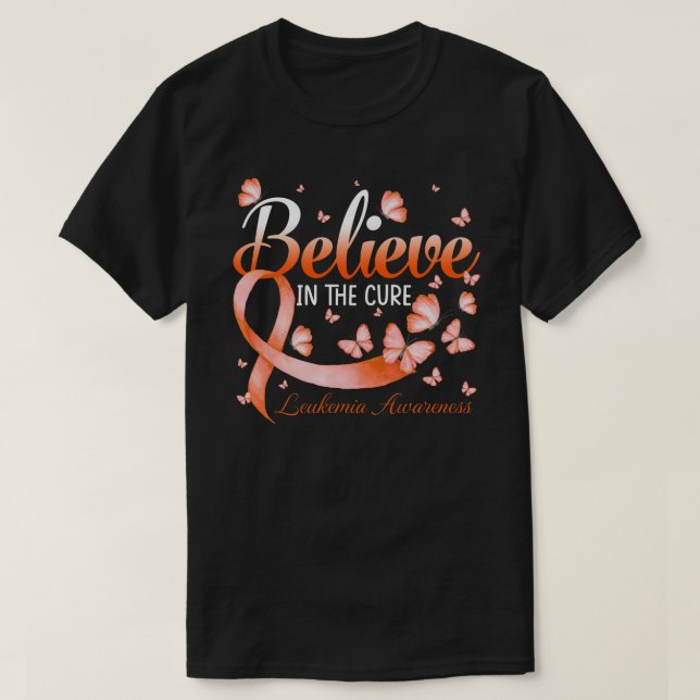 Believe In The Cure Leukaemia Awareness Butterfly T-Shirt (Design Front)