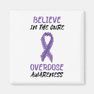 Believe In The Cure Purple Ribbon Overdose Awarene Magnet