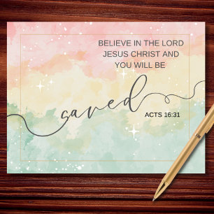 Believe in the Lord Acts 16 31 Christian Faith Postcard