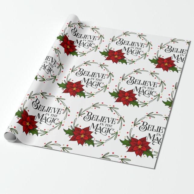 Believe in the Magic Christmas Holiday Wrapping Paper (Unrolled)