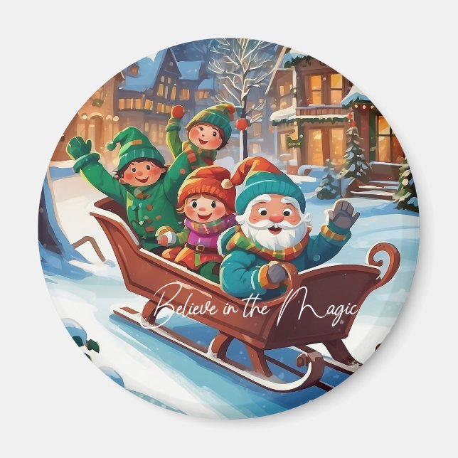 Believe in the Magic Christmas Illustration  Magnet (Front)