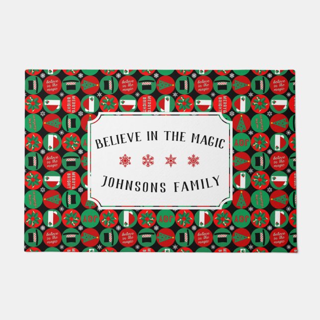 Believe in the Magic – Christmas Pattern Doormat (Front)