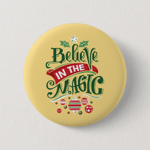Believe in the Magic Christmas Typography 6 Cm Round Badge