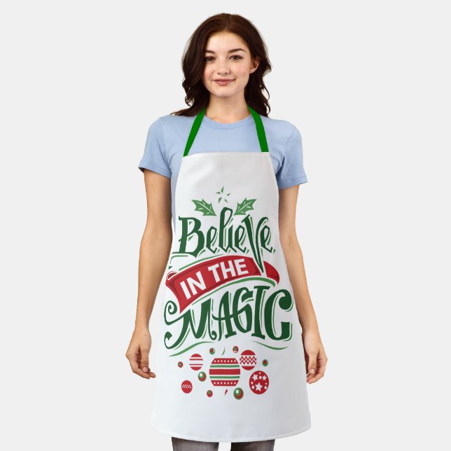 Believe in the Magic Christmas Typography Apron (Worn)