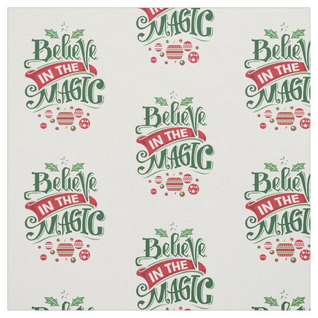 Believe in the Magic Christmas Typography Fabric (Swatch)
