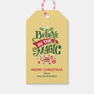 Believe in the Magic Christmas Typography Gift Tags