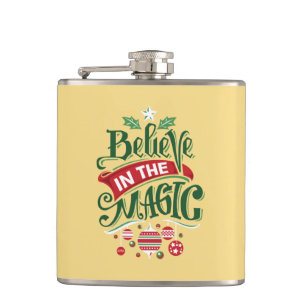 Believe in the Magic Christmas Typography Hip Flask