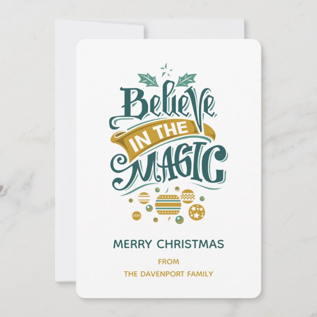 Believe in the Magic Christmas Typography Holiday Card (Front)