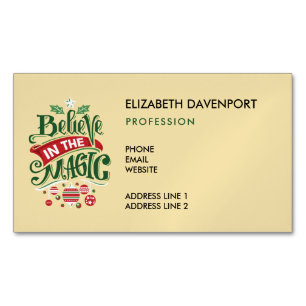 Believe in the Magic Christmas Typography Magnetic Business Card