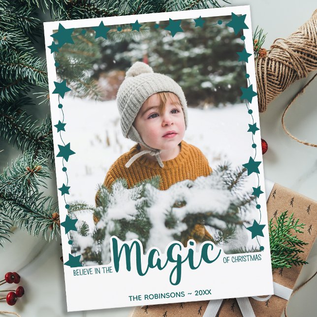 Believe in the Magic Custom Photo Cute Christmas Holiday Card (Creator Uploaded)
