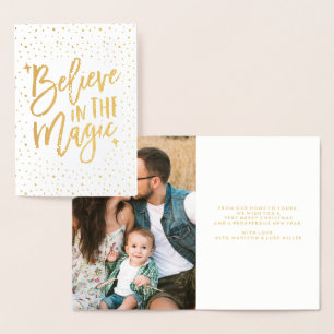 Believe In The Magic   Foil Holiday Photo Card
