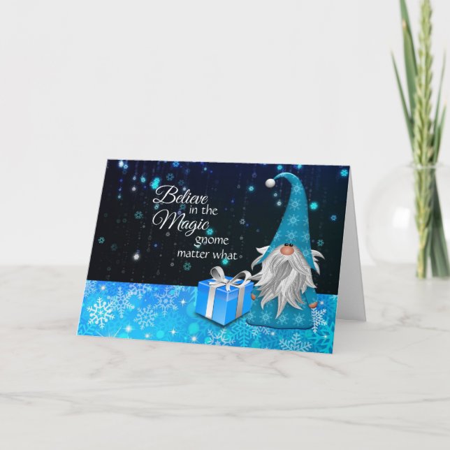 Believe in the Magic Gnome Christmas Card (Front)
