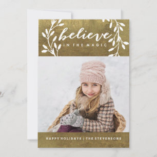 Believe in the Magic Gold Holiday Card