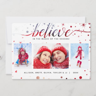 BELIEVE in the Magic Holidays Matching Text Effect Holiday Card
