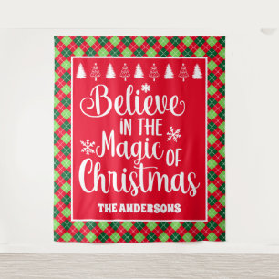 Believe In The Magic Of Christmas Argyle Holiday Tapestry
