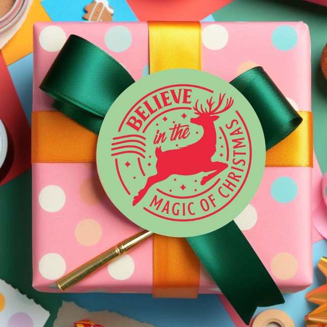 Believe in the Magic of Christmas Classic Round Sticker (Creator Uploaded)