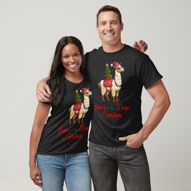 Believe in the magic of Christmas Cute Llama T-Shirt (Unisex)