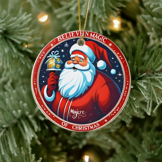 Believe in the Magic of Christmas Festive Holiday  Ceramic Ornament (Tree)