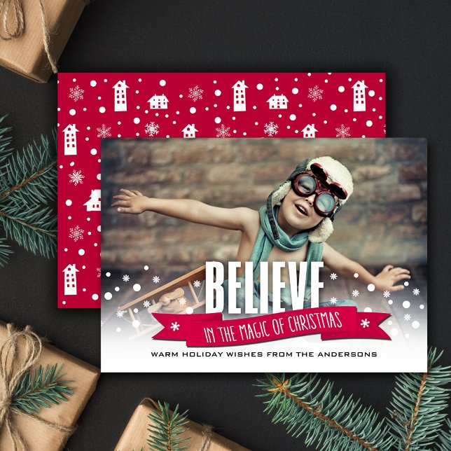 Believe in the Magic of Christmas. Flat Photo Card (Creator Uploaded)