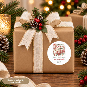 Believe in the Magic of Christmas Personalised Classic Round Sticker