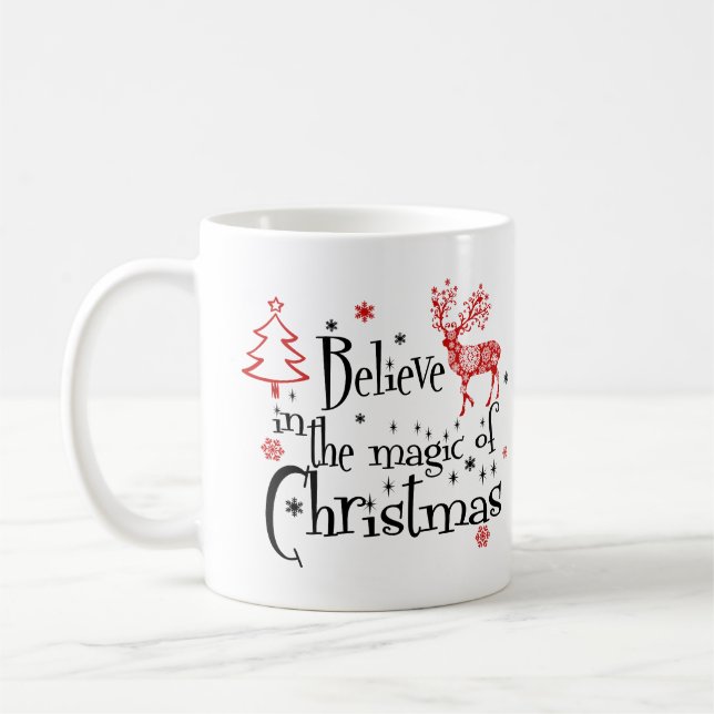 Believe in the Magic of Christmas Personalised Coffee Mug (Left)