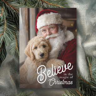 Believe in the Magic of Christmas Pet Photo Holiday Card
